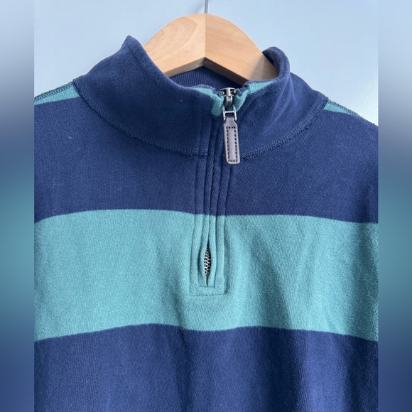 J. Crew Crewcuts Boys Large‎ 1/4 Zip Rugby Sweater Collar NEW Blue green Cotton - Picture 4 of 8